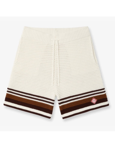 Short Blanc Et Marron En Crochet Tennis Homme Casablanca présenté de face｜Boutique Homme Toulouse