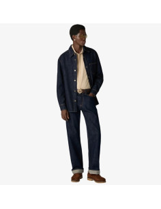 Jean Droit Indigo En Denim Brut Bleu Marine Homme Casablanca présenté porté de face｜Boutique Homme Toulouse