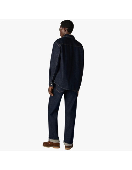 Jean Droit Indigo En Denim Brut Bleu Marine Homme Casablanca présenté porté de dos｜Boutique Homme Toulouse