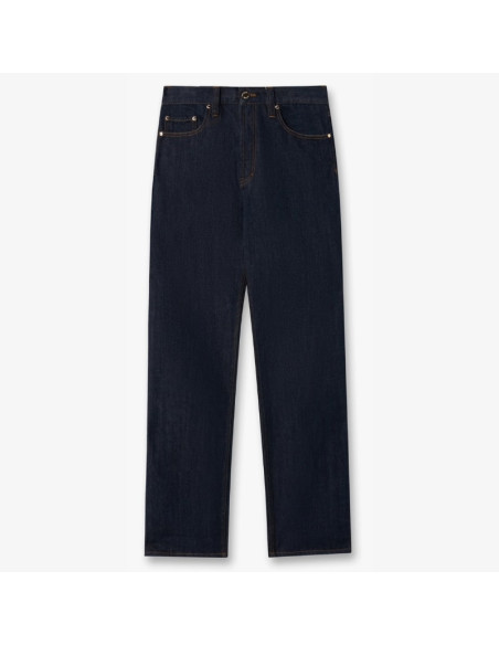 Jean Droit Indigo En Denim Brut Bleu Marine Homme Casablanca présenté de face｜Boutique Homme Toulouse