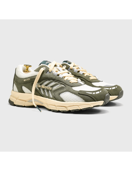 Sneaker The Re-Run Evo New York Olive Homme The Mercer Brand présentée portée de profil｜Magasin Homme Toulouse
