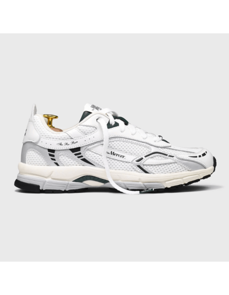 Sneaker The Re-Run White Silver Blanc & Vert The Mercer Brand présentée portée de face｜Magasin Homme Toulouse