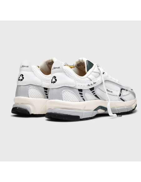 Sneaker The Re-Run White Silver Blanc & Vert The Mercer Brand présentée portée de profil｜Magasin Homme Toulouse