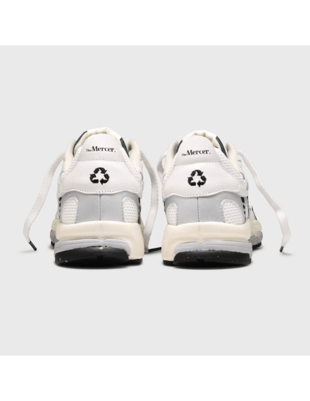 Sneaker The Re-Run White Silver Blanc & Vert The Mercer Brand présentée portée de dos｜Magasin Homme Toulouse
