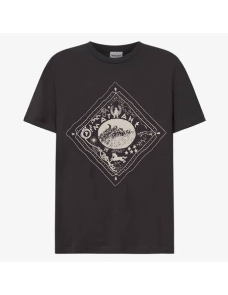Tee Shirt Hiroe Noir Délavé Homme Isabel Marant présenté de face｜Boutique Homme Toulouse