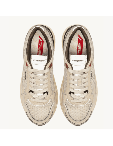 Basket Hyperway En Daim Et Mesh Sand Et Spa Blue Homme Autry présentée de haut｜Magasin Homme Toulouse