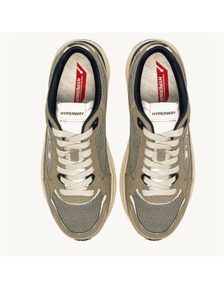 Basket Hyperway En Daim Et Mesh Silver Sage Et Spa Blue Homme Autry présentée de haut｜Magasin Homme Toulouse