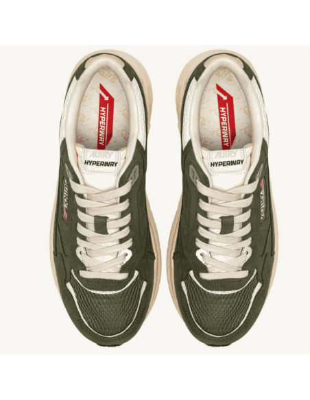 Basket Hyperway En Daim Et Mesh Marshmallow Et Sauge Autry présentée portée de haut｜Magasin Homme Toulouse