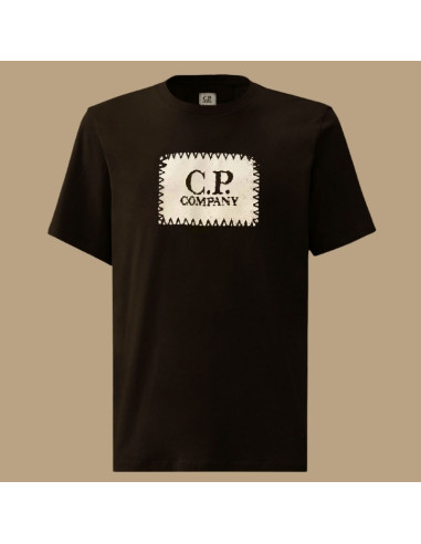 T-Shirt 30/1 Jersey Noir Homme C.P. Company présenté de face｜Boutique Homme Toulouse