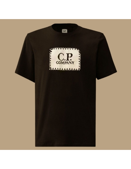 T-Shirt 30/1 Jersey Noir Homme C.P. Company présenté de face｜Boutique Homme Toulouse