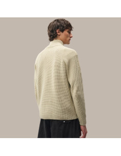 Cardigan Waffle Knit Cotton Zip Homme C.P. Company présenté porté de face｜Boutique Homme Toulouse 2