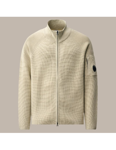 Cardigan Waffle Knit Cotton Zip Homme C.P. Company présenté de face｜Boutique Homme Toulouse