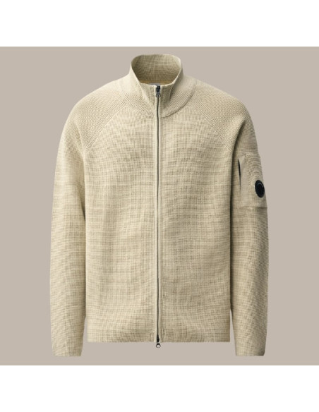 Cardigan Waffle Knit Cotton Zip Homme C.P. Company présenté de face｜Boutique Homme Toulouse