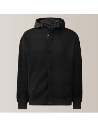 Cardigan Laine Merino Reversible Noir Homme C.P. Company présenté de face|Boutique Homme Toulouse Cardigan Laine Merino Reversible Noir Homme C.P. Company présenté de face|Boutique Homme Toulouse