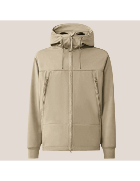 Veste Shell-R Goggle Fallen Rock Beige Homme C.P. Company présentée de face｜Magasin Homme Toulouse
