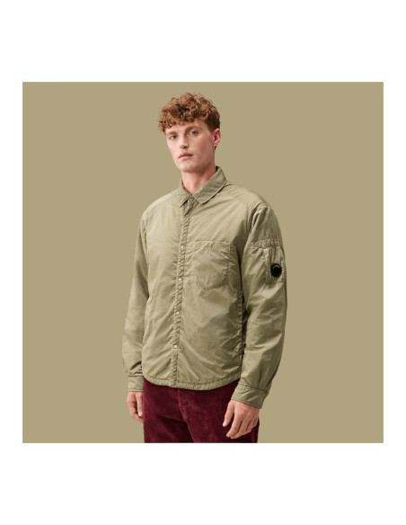 Surchemise En Chrome-R Fallen Rock - Beige Homme présentée portée de face｜Magasin Homme Toulouse