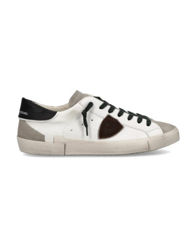 Sneakers Prsx Blanc Noir et Gris Homme Philippe Model présentées portées de face|Magasin Homme Toulouse Sneakers Prsx Blanc Noir et Gris Homme Philippe Model présentées portées de face|Magasin Homme Toulouse
