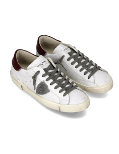 Sneakers Prsx Blanc Bordeaux Homme Philippe Model présentées portées de face｜Magasin Homme Toulouse 2