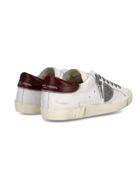 Sneakers Prsx Blanc Bordeaux Homme Philippe Model présentées portées de dos｜Magasin Homme Toulouse