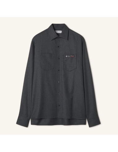 Surchemise Droite En Flanelle De Laine Charcoal Homme Lanvin présentée de face｜Magasin Homme Toulouse