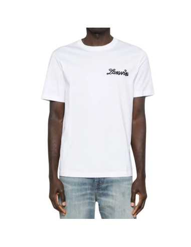 Tee Shirt À Logo Optic Blanc Homme Lanvin présenté porté de face｜Boutique Homme Toulouse