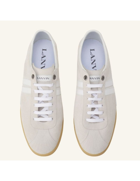 Sneakers Glen 2.0 En Cuir Blanc Homme Lanvin présentées portées de haut｜Magasin Homme Toulouse
