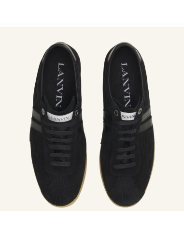 Sneakers Glen 2.0 En Cuir Noir Homme Lanvin présentées portées de haut｜Magasin Homme Toulouse