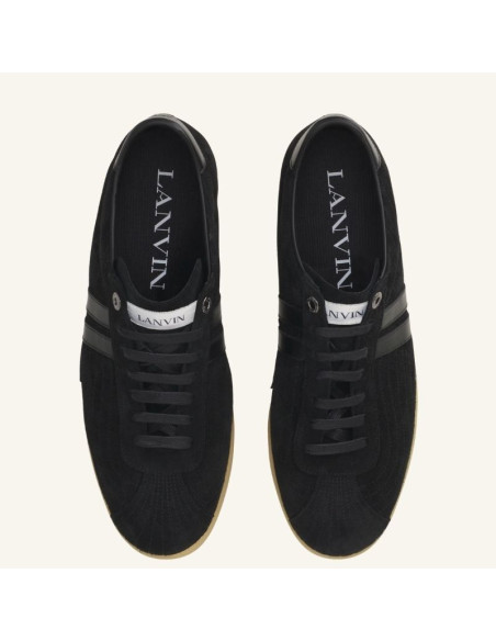 Sneakers Glen 2.0 En Cuir Noir Homme Lanvin présentées portées de haut｜Magasin Homme Toulouse