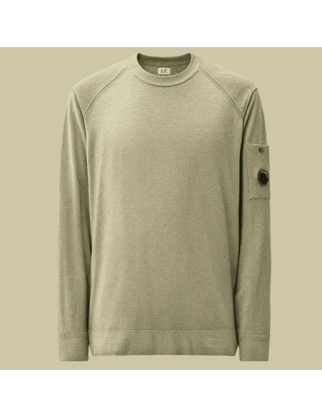 Pull En Laine Mérinos Fallen Rock Beige Homme C.P. Company présenté de face｜Boutique Homme Toulouse