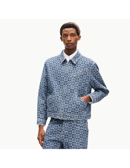 Veste 'Kenzogram' En Denim Japonais Blue Denim Homme Kenzo présentée portée de face｜Magasin Homme Toulouse