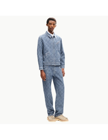 Jean Cargo Monkey Fit Kenzogram Stone Bleached Blue Denim Kenzo présenté porté de face｜Boutique Homme Toulouse