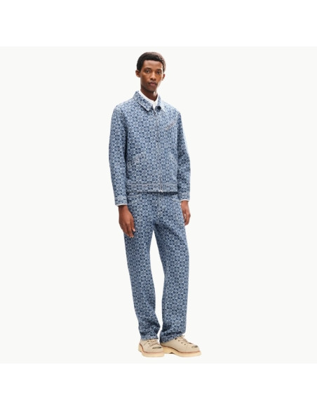 Jean Cargo Monkey Fit Kenzogram Stone Bleached Blue Denim Kenzo présenté porté de face｜Boutique Homme Toulouse