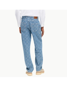 Jean Cargo Monkey Fit Kenzogram Stone Bleached Blue Denim Kenzo présenté porté de face｜Boutique Homme Toulouse 2
