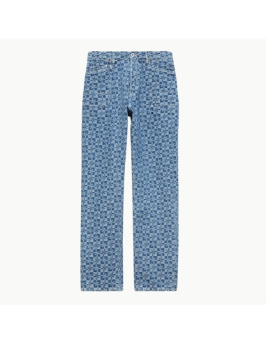 Jean Cargo Monkey Fit Kenzogram Stone Bleached Blue Denim Kenzo présenté de face｜Boutique Homme Toulouse