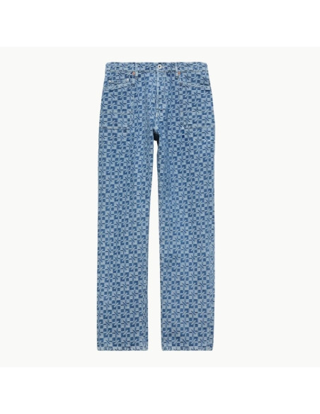 Jean Cargo Monkey Fit Kenzogram Stone Bleached Blue Denim Kenzo présenté de face｜Boutique Homme Toulouse