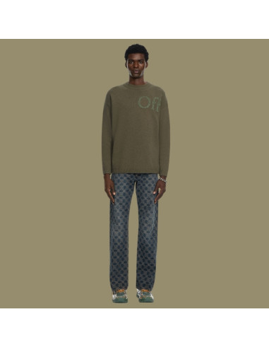 Pull Bookish En Maille À Col Rond Kaki Homme présenté porté de face|Magasin Homme Toulouse Pull Bookish En Maille À Col Rond Kaki Homme présenté porté de face|Magasin Homme Toulouse