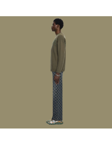 Pull Bookish En Maille À Col Rond Kaki Homme présenté porté de profil|Magasin Homme Toulouse Pull Bookish En Maille À Col Rond Kaki Homme présenté porté de profil|Magasin Homme Toulouse