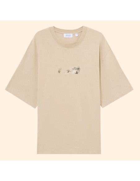 T-Shirt Arrow Beige Homme Off-White présenté de face｜Magasin Homme Toulouse