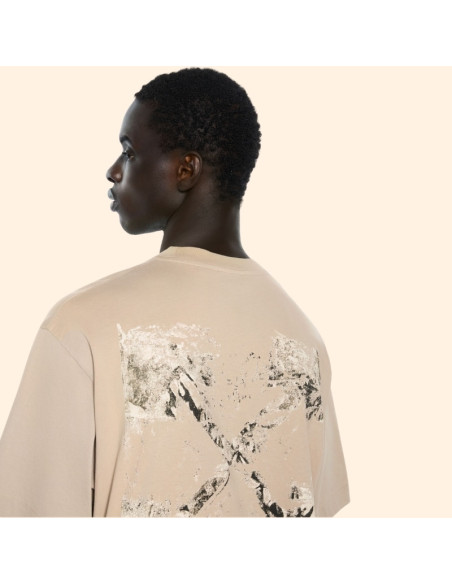 T-Shirt Arrow Beige Homme Off-White présenté de dos｜Magasin Homme Toulouse