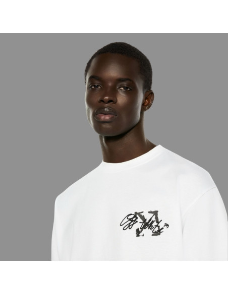 T-shirt Arrow Blanc Homme Off-White présenté zoom de face｜Magasin Homme Toulouse