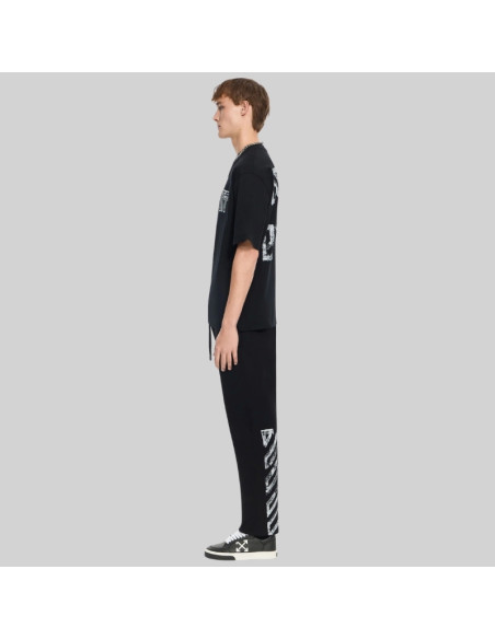 T-Shirt Motion Arrow Noir Homme Off-White présenté porté de profil｜Magasin Homme Toulouse