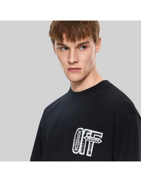 T-Shirt Motion Arrow Noir Homme Off-White présenté zoom de face｜Magasin Homme Toulouse