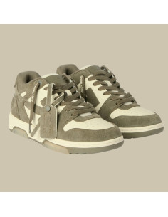 Baskets Out Of Office Crème Vert Militaire Homme Off-White présentée de côté de face｜Magasin Homme Toulouse