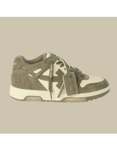 Baskets Out Of Office Crème Vert Militaire Homme Off-White présentée de côté de face｜Magasin Homme Toulouse 2