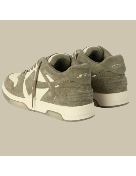 Baskets Out Of Office Crème Vert Militaire Homme Off-White présentée de côté de derrière｜Magasin Homme Toulouse
