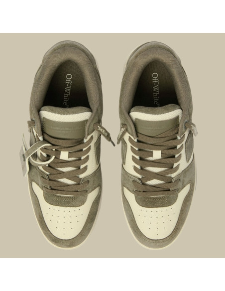 Baskets Out Of Office Crème Vert Militaire Homme Off-White présentée du dessus｜Magasin Homme Toulouse