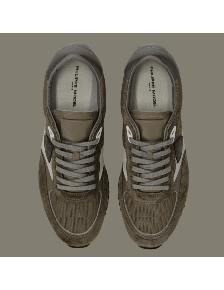 Sneaker Blville Vert Mud Homme Philippe Model présentée du dessus｜Magasin Homme Toulouse