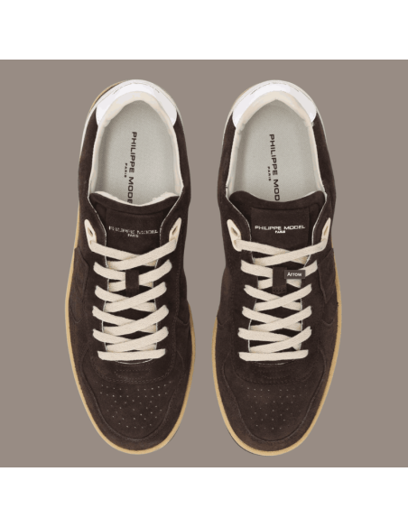 Sneaker Pgal Low Brun Homme Philippe Model présentée du dessus｜Magasin Homme Toulouse