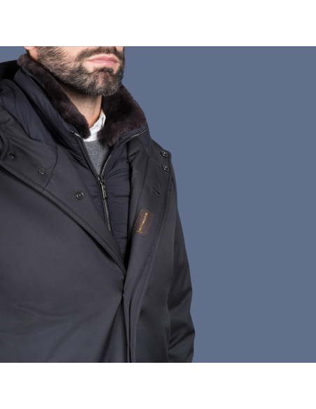 Parka Reis-Ads Bleu Marine Foncé Homme Moorer présentée de face zoomé｜Magasin Homme Toulouse