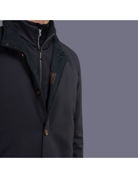 Janos-Pum Bleu Foncé Homme Moorer présentée de face zoomée｜Magasin Homme Toulouse